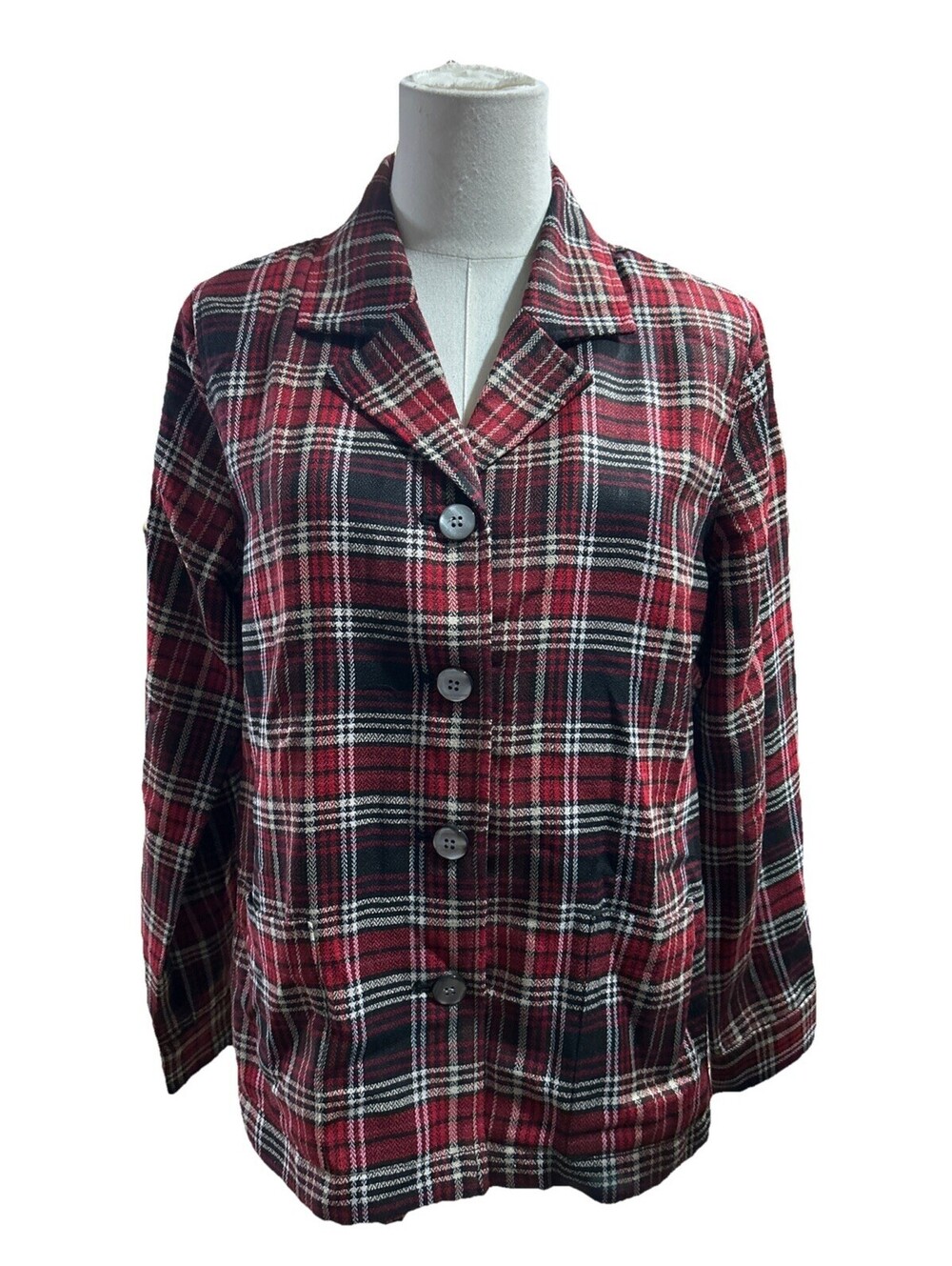 The TOG Shop Women’s Petites Jacket red, black, and white plaid